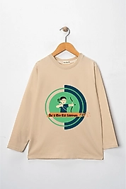 Erkek Çocuk Uzun Kollu Bisiklet Yaka "Hz Saad Bin Ebi Vakkas"  Ok Baskılı Tişört Mevsimlik Pamuklu