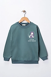 Kız Çocuk "Tebessüm Etmek Sadakadır" Baskılı Pamuklu Sweat