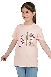 Kız Çocuk Kısa Kollu Bisiklet Yaka "Elif Nesli Geliyor" Lila Baskılı Tişört Mevsimlik Pamuklu
