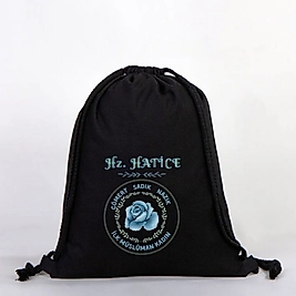 "Hz Hatice"   Baskılı Ham Bez Sırt Çantası %100 Pamuk Krem