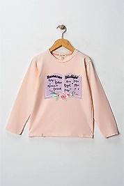 Kız Çocuk Uzun Kollu Bisiklet Yaka "Ramazan Sözlüğü" Baskılı Tişört Mevsimlik Pamuklu