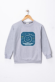 Çocuk "Tebessüm Etmek Sadakadır" Çizgi Baskılı Pamuklu Sweat