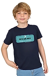 Erkek Çocuk Kısa Kollu Bisiklet Yaka "Hz Musab Bin Umeyr" Baskılı Tişört Mevsimlik Pamuklu