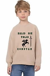 Erkek Çocuk "Halid Bin Velid" Baskılı Pamuklu Sweat
