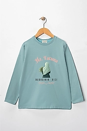 Kız Çocuk Uzun Kollu Bisiklet Yaka "Hz Fatıma"  Baskılı Tişört Mevsimlik Pamuklu