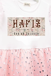Kız Çocuk Tüllü "Hafız" Baskılı Elbise