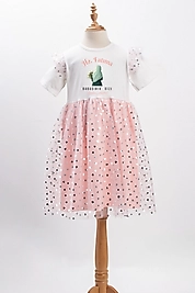 Kız Çocuk Tüllü "Hz. Fatıma" Baskılı Elbise