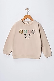 Kız Çocuk "Oruç"  Baskılı Pamuklu Sweat