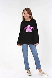 Kız Çocuk Uzun Kollu Bisiklet Yaka "Ramazan Şükretmektir" Baskılı Tişört Mevsimlik Pamuklu