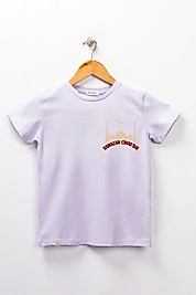 Kız Çocuk Kısa Kollu Bisiklet Yaka "Ramazan Cihad dır" Baskılı Tişört Mevsimlik Pamuklu