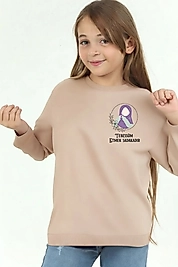 Kız Çocuk "Tebessüm Etmek Sadakadır" Baskılı Pamuklu Sweat