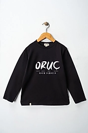 Yetişkin Uzun Kollu Bisiklet Yaka "oruç"  Baskılı Tişört Mevsimlik Pamuklu