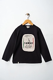 Yetişkin Uzun Kollu Bisiklet Yaka "Sumud" Baskılı Tişört Mevsimlik Pamuklu