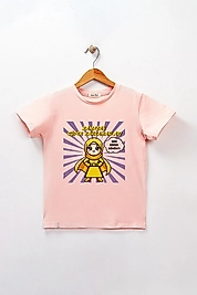 Kız Çocuk Kısa Kollu Bisiklet Yaka "Ramazan Süper Kahramanları Dürüst" Baskılı Tişört Mevsimlik Pamuklu