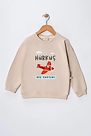 Çocuk "Hürkuş"  Baskılı Pamuklu Sweat