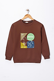 Erkek Çocuk "At Binmek Sünnettir" Baskılı Pamuklu Sweat