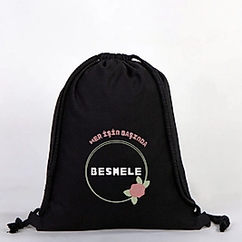 "Her İşin Başı Besmele" Baskılı Ham Bez Sırt Çantası %100 Pamuk Krem