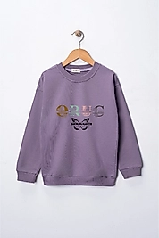 Kız Çocuk "Oruç"  Baskılı Pamuklu Sweat