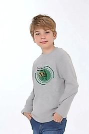 Erkek Çocuk Uzun Kollu Bisiklet Yaka "Hazerfenin Torunları"  Baskılı Tişört Mevsimlik Pamuklu