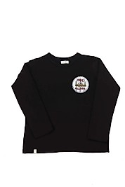 Erkek Çocuk Uzun Kollu Bisiklet Yaka "Oruç Kalkandır" Baskılı Tişört Mevsimlik Pamuklu