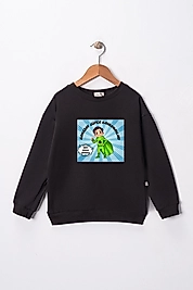 Erkek Çocuk "Ramazan Süper Kahramanları Cömert" Baskılı Pamuklu Sweat