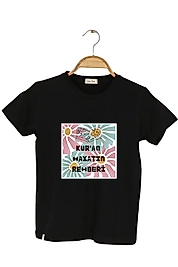 Yetişkin Kısa Kollu Bisiklet Yaka "Kuran Hayatın Rehberi" Baskılı Tişört Mevsimlik Pamuklu