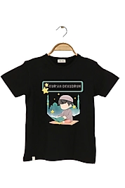 Erkek Çocuk Kısa Kollu Bisiklet Yaka "Kuran Okuyorum" Baskılı Tişört Mevsimlik Pamuklu