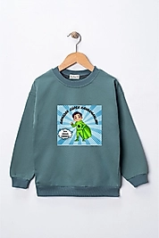 Erkek Çocuk "Ramazan Süper Kahramanları Cömert" Baskılı Pamuklu Sweat