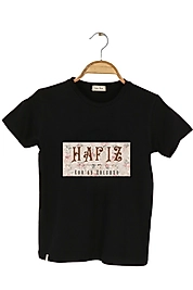 Yetişkin Kısa Kollu Bisiklet Yaka "Hafız Kuran Yolcusu" Baskılı Tişört Mevsimlik Pamuklu