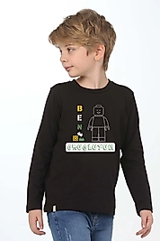 Erkek Çocuk Uzun Kollu Bisiklet Yaka "Ben Oruçluyum" Baskılı Tişört Mevsimlik Pamuklu