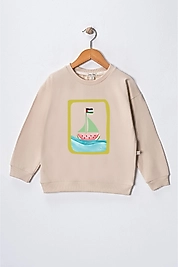 Çocuk "Sumud, Özgür Filistin" Baskılı Pamuklu Sweat