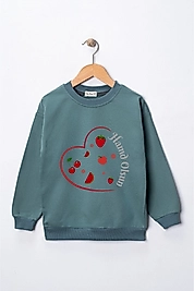 Kız Çocuk "Hamd Olsun"  Baskılı Pamuklu Sweat