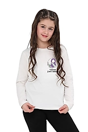 Kız Çocuk Uzun Kollu Bisiklet Yaka "Tebessüm Etmek Sadakadır" Baskılı Tişört Mevsimlik Pamuklu