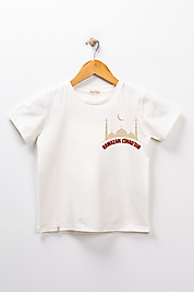 Kız Çocuk Kısa Kollu Bisiklet Yaka "Ramazan Cihad dır" Baskılı Tişört Mevsimlik Pamuklu