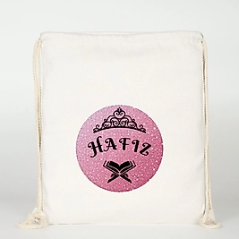"Hafız"   Baskılı Ham Bez Sırt Çantası %100 Pamuk Krem