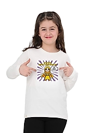 Kız Çocuk Uzun Kollu Bisiklet Yaka "Ramazan Süper Kahramanları Dürüst" Baskılı Tişört Mevsimlik Pamuklu