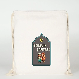 "Teravih Çantası"  Baskılı Ham Bez Sırt Çantası %100 Pamuk