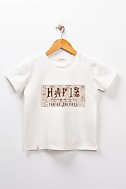 Yetişkin Kısa Kollu Bisiklet Yaka "Hafız Kuran Yolcusu" Baskılı Tişört Mevsimlik Pamuklu