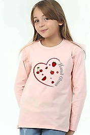 Kız Çocuk Uzun Kollu Bisiklet Yaka "Hamd Olsun"  Baskılı Tişört Mevsimlik Pamuklu