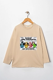 Erkek Çocuk Uzun Kollu Bisiklet Yaka "Ramazan Süper Kahramanları" Baskılı Tişört Mevsimlik Pamuklu