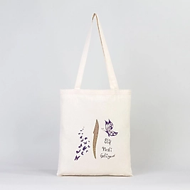 "Elif Nesli Geliyor" Lila Baskılı Omuz Çantası Gabardin Kumaş