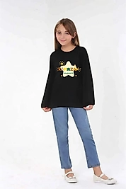 Kız Çocuk Uzun Kollu Bisiklet Yaka "Ramazan Paylaşmaktır" Baskılı Tişört Mevsimlik Pamuklu