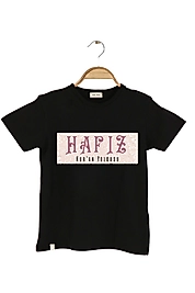 Kız Çocuk Kısa Kollu Bisiklet Yaka "Hafız Kuran Yolcusu" Baskılı Tişört Mevsimlik Pamuklu