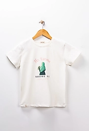 Yetişkin Kısa Kollu Bisiklet Yaka "Hz Fatıma" Baskılı Tişört Mevsimlik Pamuklu