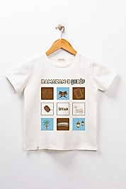 Kız Çocuk Kısa Kollu Bisiklet Yaka "Ramazan- ı Şerif" Baskılı Tişört Mevsimlik Pamuklu