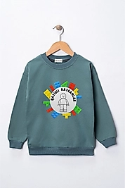 Erkek Çocuk  "Hayırlı Bayramlar" Baskılı Pamuklu Sweat