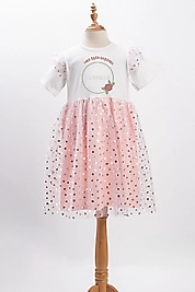 Kız Çocuk Tüllü "Her İşin Başı Besmele" Baskılı Elbise