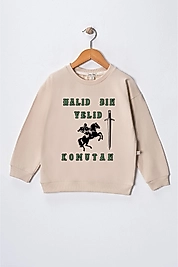 Erkek Çocuk "Halid Bin Velid" Baskılı Pamuklu Sweat