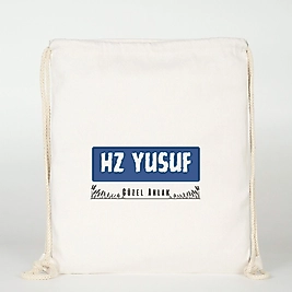 "Hz Yusuf" Baskılı Ham Bez Sırt Çantası %100 Pamuk