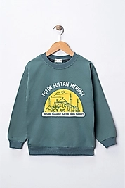 Erkek Çocuk "Fatih Sultan Mehmet" Baskılı Pamuklu Sweat